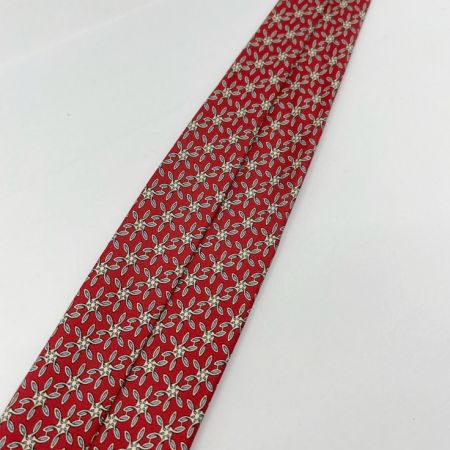  HERMES エルメス ネクタイ シルクネクタイ 花柄 レッド