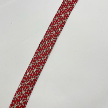 HERMES エルメス ネクタイ シルクネクタイ 花柄 レッド