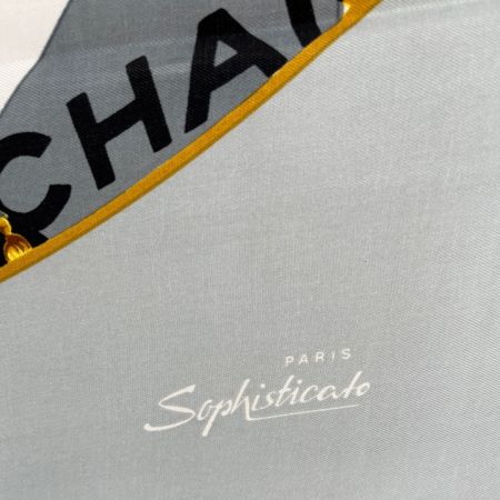  CHANEL シャネル スカーフ 大判スカーフ デカココマーク チェーン グレー系