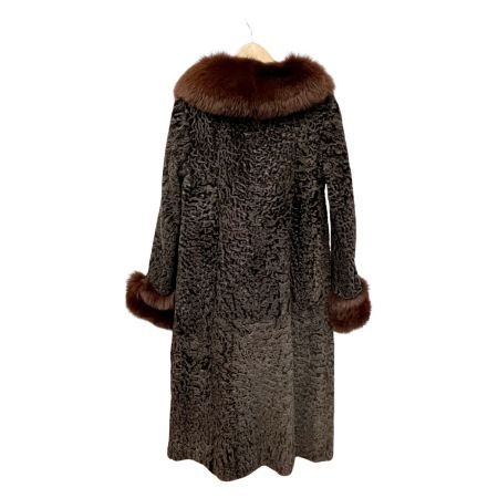  岩さき IWASAKI 毛皮コート ロングコート 腕襟ファー レディース アウター 冬物  焦げ茶