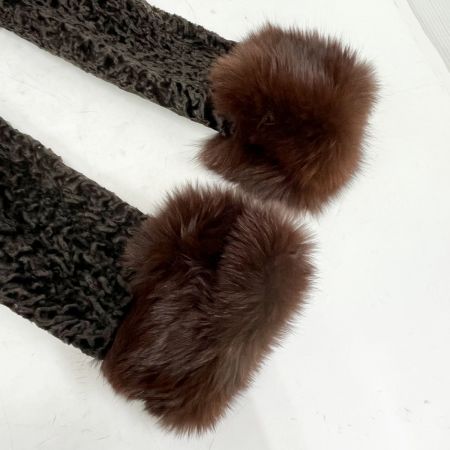  岩さき IWASAKI 毛皮コート ロングコート 腕襟ファー レディース アウター 冬物  焦げ茶