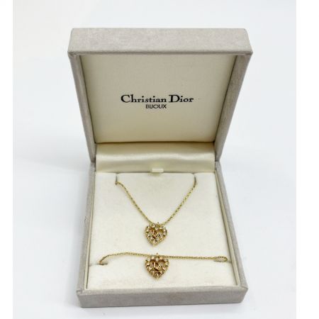 Christian Dior クリスチャンディオール ネックレス・ブレスレットセット ハート ゴールド