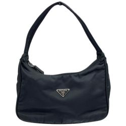 ◆◆ PRADA プラダ ワンハンドルポーチ ミニバッグ ナイロン 三角プレート MV515 ブラック Bランク