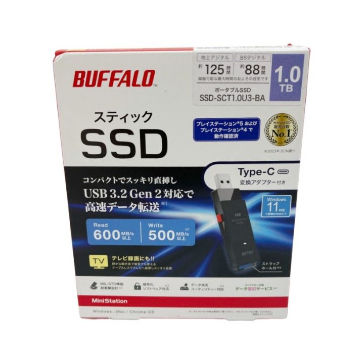 BUFFALO スティックSSD 1.0TB SSD-SCT1.0U3-BA 【公式通販】