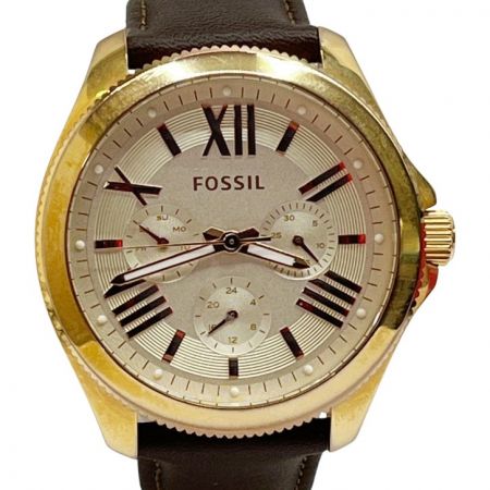  FOSSIL フォッシル クオーツ 腕時計 セシール デイデイト AM4532 ゴールド x ブラウン