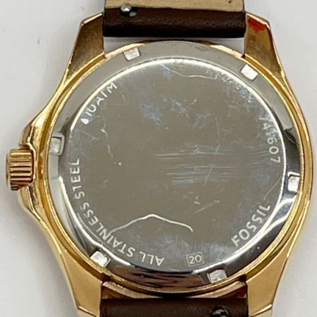 FOSSIL フォッシル クオーツ 腕時計 セシール デイデイト 741607 ゴールド x ブラウン