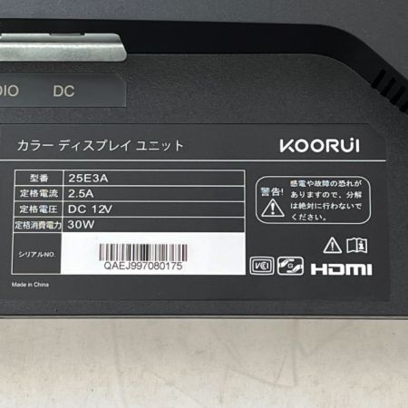  KOORUI ゲーミングモニター 液晶モニター カラーディスプレイユニット 25E3A 25E3A ブラック