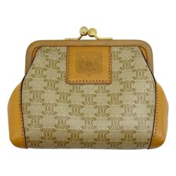 ◆◆ CELINE セリーヌ がま口財布 CELINE マカダム コインケース M18 ベージュ Bランク