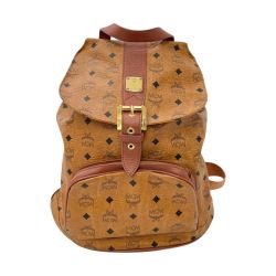 ◆◆ MCM エムシーエム バッグ リュック ヴィセトス柄 ゴールドプレート ブラウン Cランク