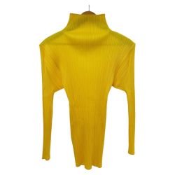 ◆◆ ISSEY MIYAKE イッセイミヤケ カットソー PLEATS PLEAS サイズF PP61-JK204 イエロー Bランク