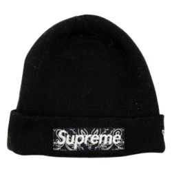 ◆◆ Supreme シュプリーム NEWERA ニューエラ ニット帽 バンダナロゴ ビーニー ブラック Bランク