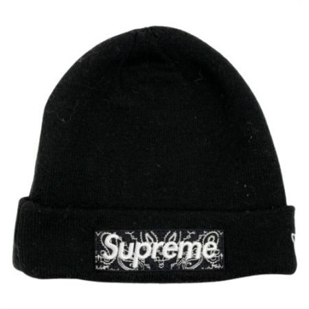  Supreme シュプリーム NEWERA ニューエラ ニット帽 バンダナロゴ ビーニー ブラック