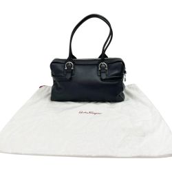 ◆◆ Ferragamo フェラガモ ハンドバッグ  トートバッグ ファスナー持ち手部分欠損 FZ-21 7329 ブラック Bランク