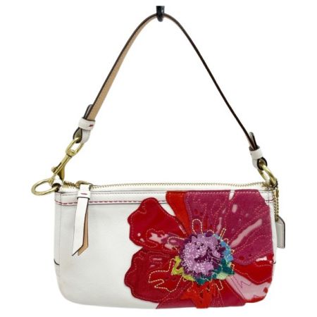  COACH コーチ ハンドバッグ ミニバッグ ポーチ 花 レザー×スエード 9291 ホワイト