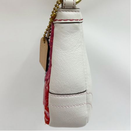  COACH コーチ ハンドバッグ ミニバッグ ポーチ 花 レザー×スエード 9291 白/花