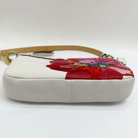  COACH コーチ ハンドバッグ ミニバッグ ポーチ 花 レザー×スエード 9291 白/花