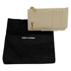 ◆◆ Yves Saint Laurent イブサンローラン カードケース 小銭入れ フラグメントケース コーンケース ベージュ Bランク