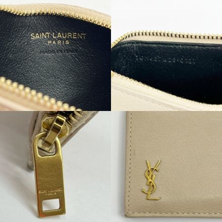  Yves Saint Laurent イブサンローラン カードケース 小銭入れ フラグメントケース コーンケース ベージュ