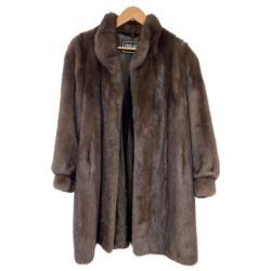 ◆◆ AMERICAN アメリカンレジェンド MINK ミンク 裏地花柄刺繍入り 13号 記名の刺繡あり ブラウン Bランク