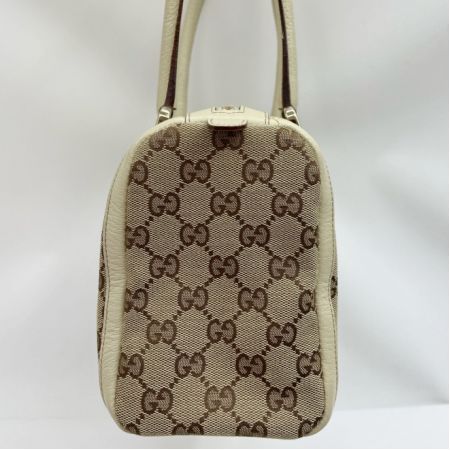  GUCCI グッチ ミニボストンバッグ ハンドバッグ GGキャンバス 130942.1781 アイボリー×ブラウン x ブラウン
