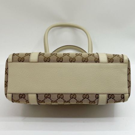  GUCCI グッチ ミニボストンバッグ ハンドバッグ GGキャンバス 130942.1781 アイボリー×ブラウン x ブラウン