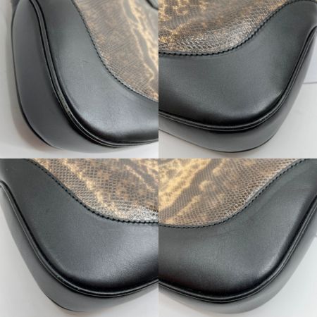  GUCCI グッチ ジャッキー ハンドバッグ セミショルダー パイソン 001.3306.2684 ブラック x ブラウン