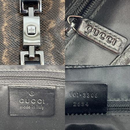  GUCCI グッチ ジャッキー ハンドバッグ セミショルダー パイソン 001.3306.2684 ブラック x ブラウン