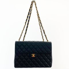  CHANEL シャネル マトラッセ キャビアスキン チェーンバッグ Wチェーン ブラック x ゴールド Bランク