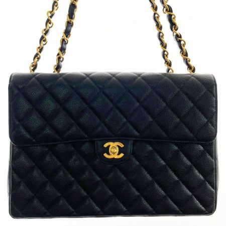  CHANEL シャネル マトラッセ キャビアスキン チェーンバッグ Wチェーン ブラック x ゴールド