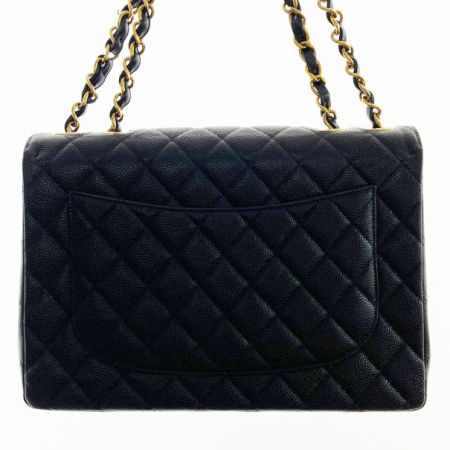 CHANEL シャネル マトラッセ キャビアスキン チェーンバッグ Wチェーン ブラック x ゴールド