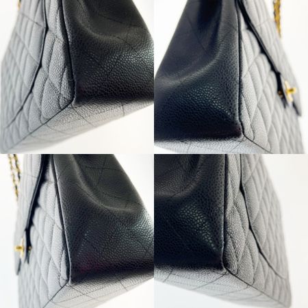  CHANEL シャネル マトラッセ キャビアスキン チェーンバッグ Wチェーン ブラック x ゴールド