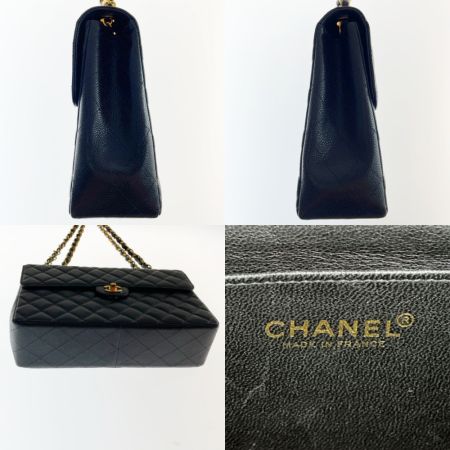  CHANEL シャネル マトラッセ キャビアスキン チェーンバッグ Wチェーン ブラック x ゴールド
