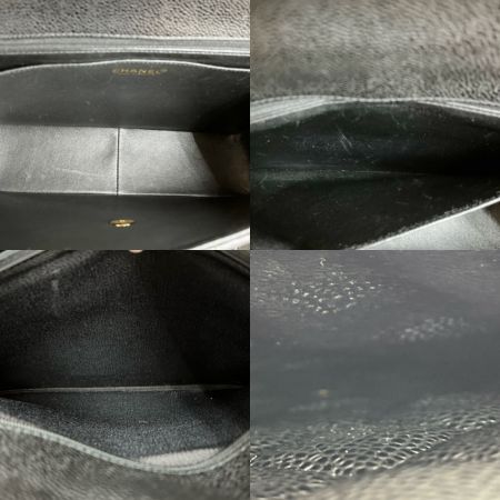  CHANEL シャネル マトラッセ キャビアスキン チェーンバッグ Wチェーン ブラック x ゴールド