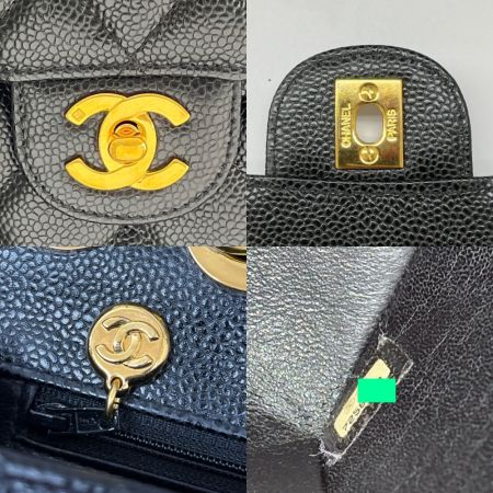  CHANEL シャネル マトラッセ キャビアスキン チェーンバッグ Wチェーン ブラック x ゴールド