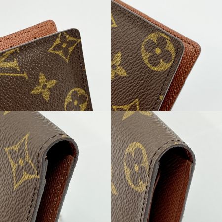  LOUIS VUITTON ルイヴィトン 長財布 ポルトシェキエカルトクレディ モノグラム 角ソリ 下部分少し破け M62225 ブラウン系