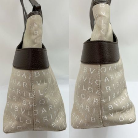  BVLGARI ブルガリ ロゴマニア トートバッグ LAEBEG LAEBEC ベージュ x ブラウン