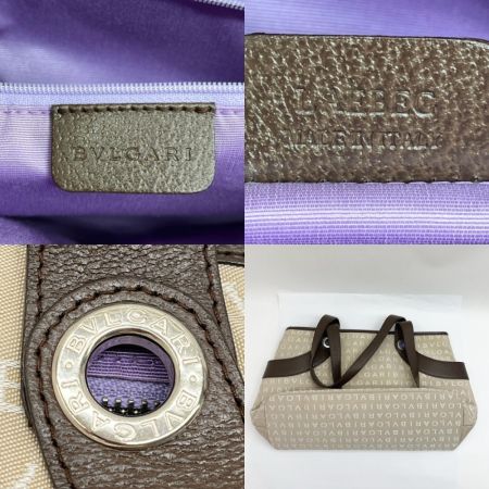  BVLGARI ブルガリ ロゴマニア トートバッグ LAEBEG LAEBEC ベージュ x ブラウン