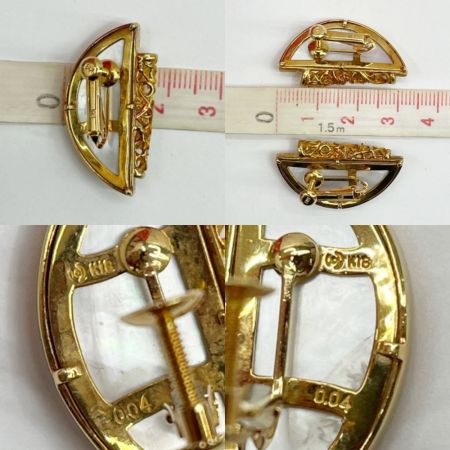   金18 TASAKI 田崎 ブローチ イヤリング セット K18 ダイヤ シェル鑑別書付き