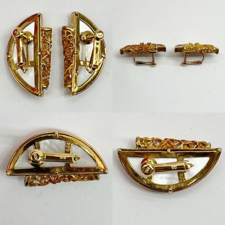   金18 TASAKI 田崎 ブローチ イヤリング セット K18 ダイヤ シェル鑑別書付き