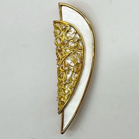   金18 TASAKI 田崎 ブローチ イヤリング セット K18 ダイヤ シェル鑑別書付き