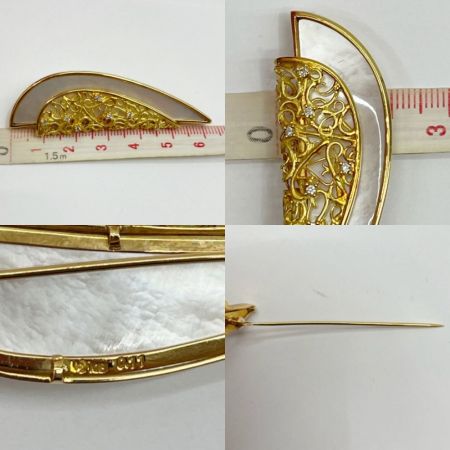   金18 TASAKI 田崎 ブローチ イヤリング セット K18 ダイヤ シェル鑑別書付き