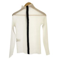 ◆◆ ISSEY MIYAKE イッセイミヤケ ハイネックカットソー ワッフルプリーツ Mサイズ IM84-FJ952 ホワイト Bランク