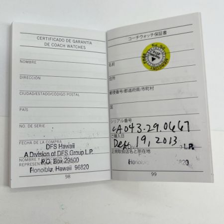  COACH コーチ 腕時計 クロノグラフ シグネチャー クオーツ CA.04.3