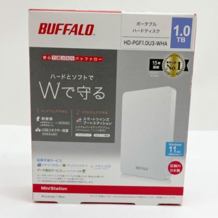  BUFFALO バッファロー ポータブルＨＤＤ  HD-PGF1.0U3-WHA HDD：1TB ホワイト