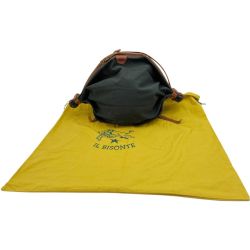 ◆◆ IL BISONTE イルビゾンテ ハンドバッグ キャンバス レザー 色あせ有 ブラック Bランク