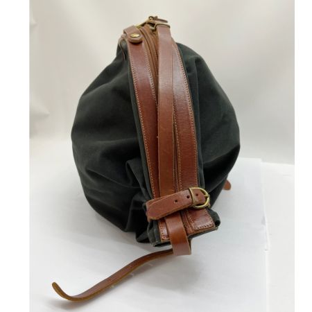  IL BISONTE イルビゾンテ ハンドバッグ キャンバス レザー 色あせ有 ブラック