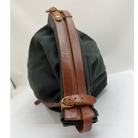  IL BISONTE イルビゾンテ ハンドバッグ キャンバス レザー 色あせ有 ブラック