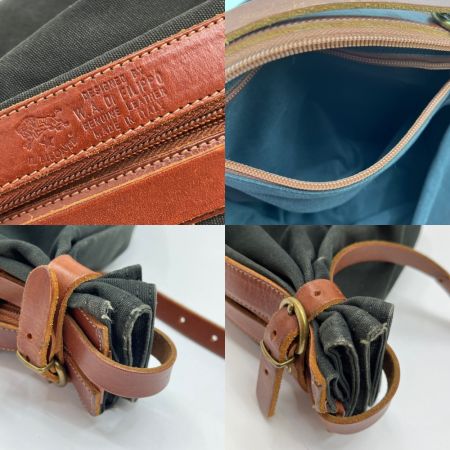  IL BISONTE イルビゾンテ ハンドバッグ キャンバス レザー 色あせ有 ブラック