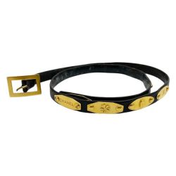 ◆◆ CHANEL シャネル ベルト ヴィンテージ プレート ココマーク カメリア 亀 香水 バッグ クローバー ブラック Dランク