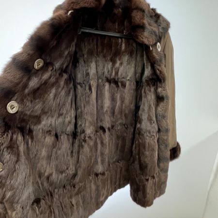  balmain バルマン 毛皮コート シルク100％ Mサイズ SQ320-90HQT ブラウン